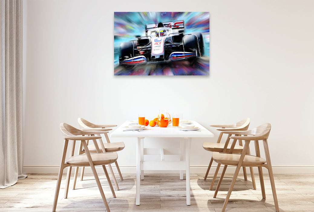 Premium textile canvas Premium textile canvas 120 cm x 80 cm landscape Mick Schumacher signed a multi-year contract with the US team Haas. 