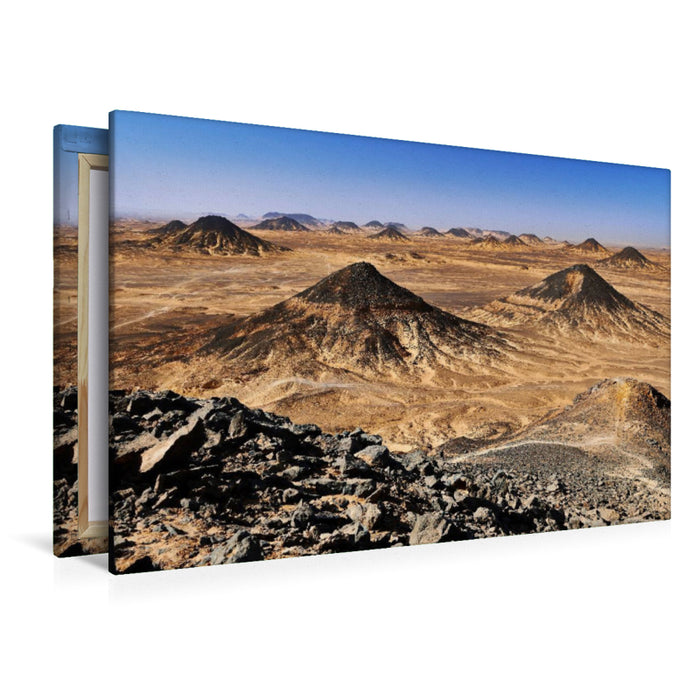 Premium textile canvas Premium textile canvas 120 cm x 80 cm landscape Black desert with its witness mountains 