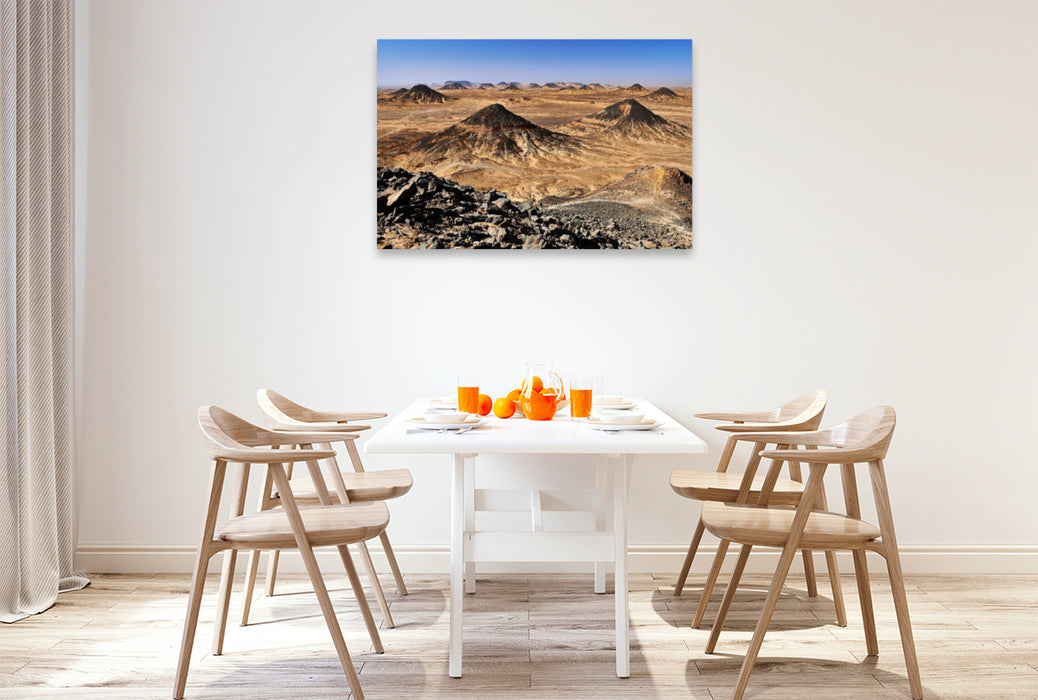 Premium textile canvas Premium textile canvas 120 cm x 80 cm landscape Black desert with its witness mountains 