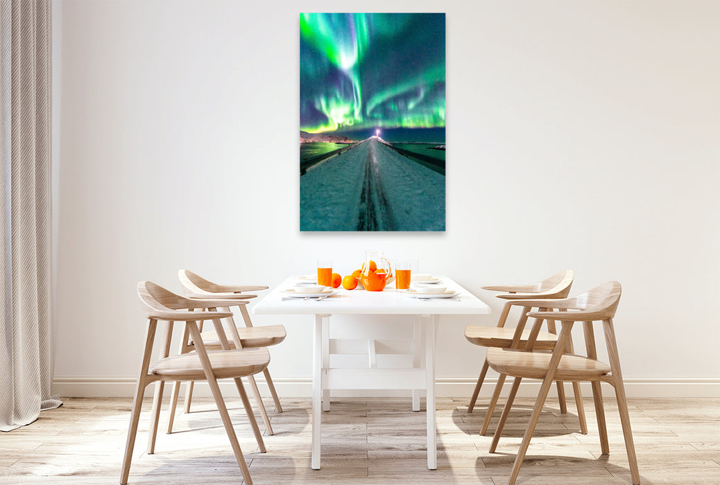 Premium textile canvas Premium textile canvas 80 cm x 120 cm high Fredvang Bridge - Lofoten 