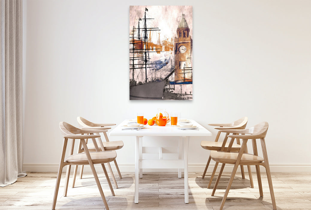 Premium textile canvas Premium textile canvas 80 cm x 120 cm high Hamburg art 