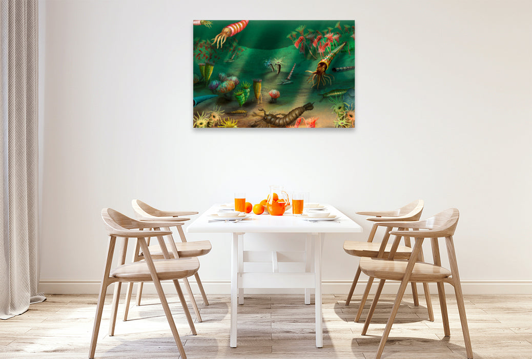 Premium textile canvas Premium textile canvas 120 cm x 80 cm landscape Silurian geological period, life in the sea 