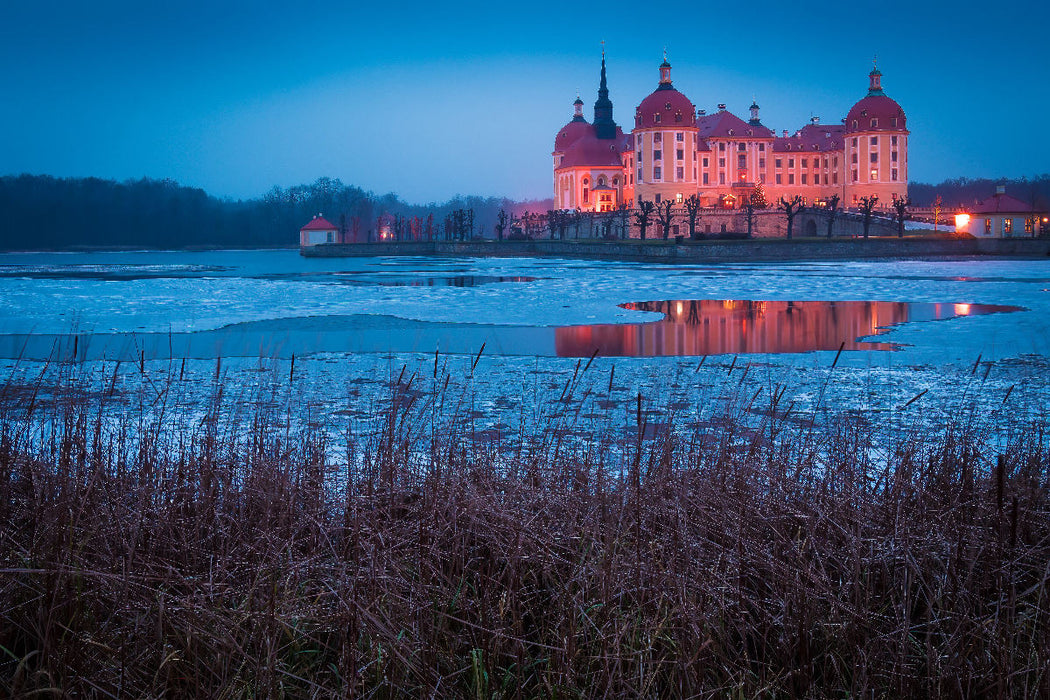 Premium textile canvas Premium textile canvas 120 cm x 80 cm landscape Castle in Moritzburg 