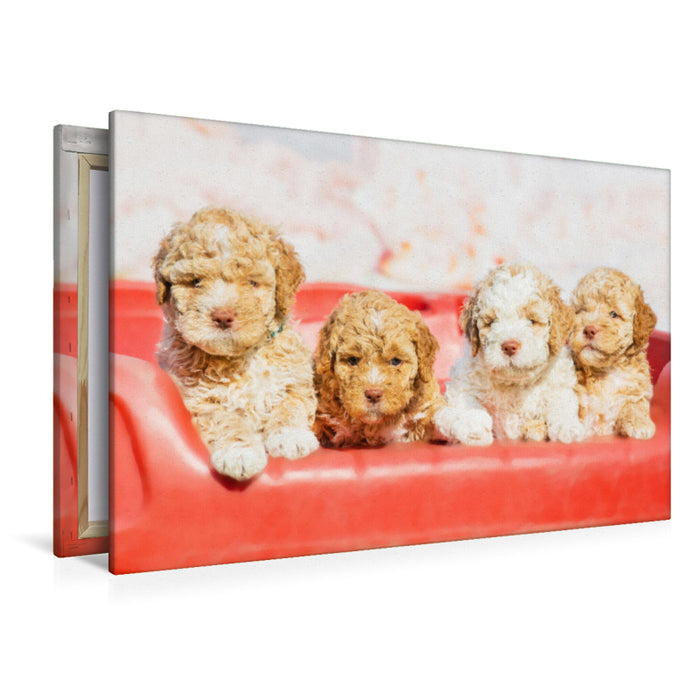 Premium textile canvas Premium textile canvas 120 cm x 80 cm landscape 7 week old puppies 