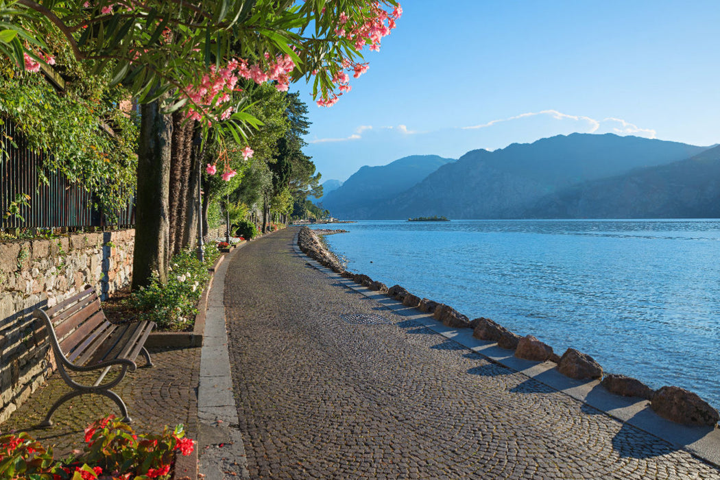 Premium textile canvas Premium textile canvas 120 cm x 80 cm across Malcesine waterfront 