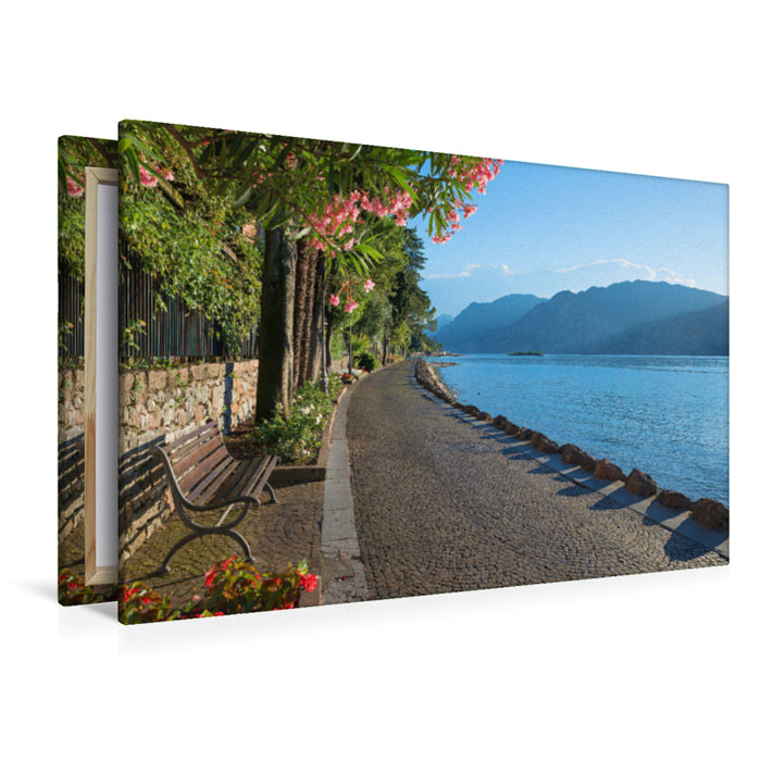 Premium textile canvas Premium textile canvas 120 cm x 80 cm across Malcesine waterfront 