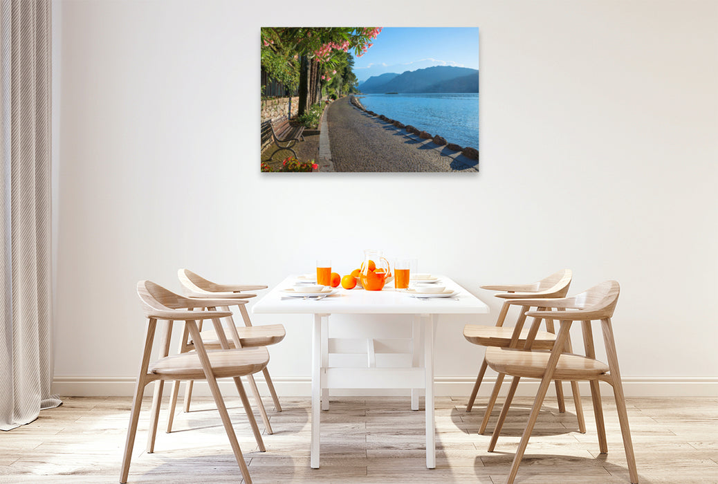 Premium textile canvas Premium textile canvas 120 cm x 80 cm across Malcesine waterfront 