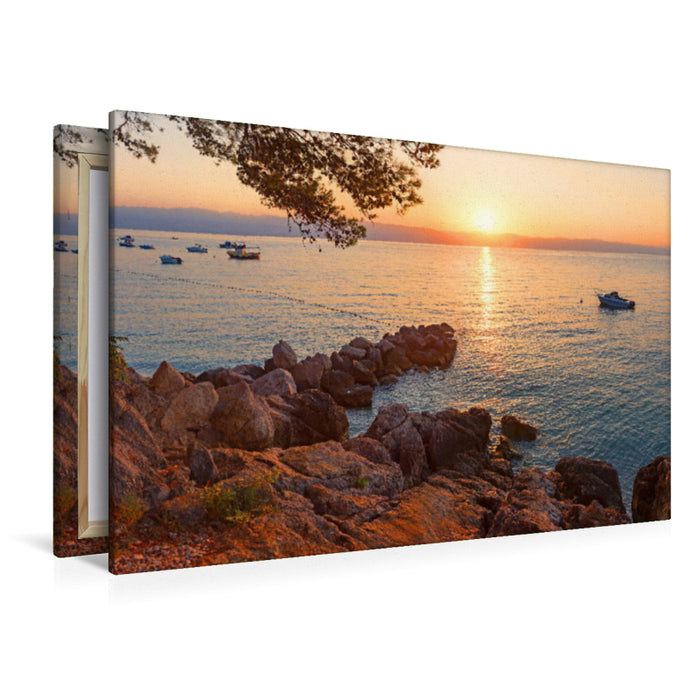 Premium textile canvas Premium textile canvas 120 cm x 80 cm landscape rocky beach Moscenicka Draga 