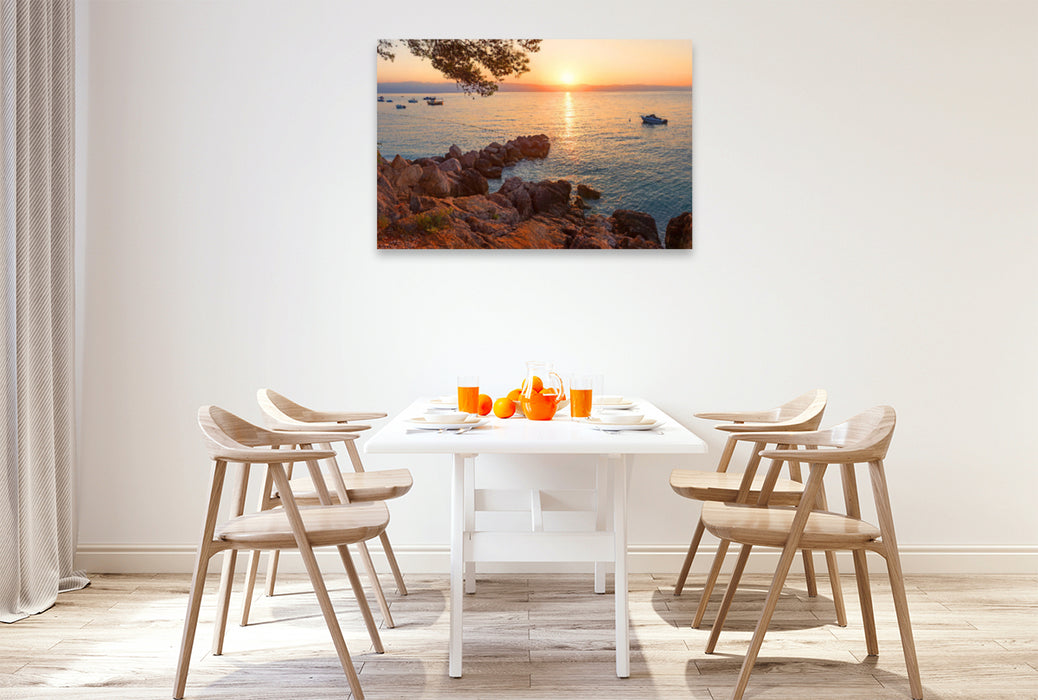 Premium textile canvas Premium textile canvas 120 cm x 80 cm landscape rocky beach Moscenicka Draga 