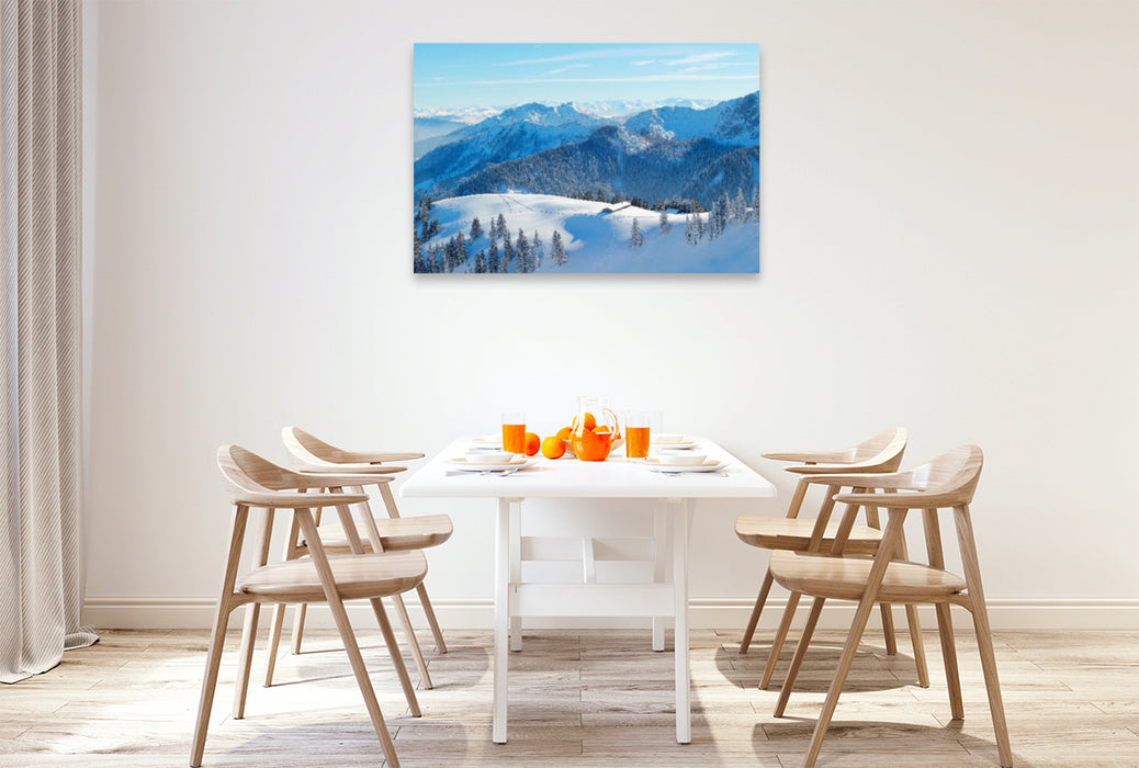 Premium textile canvas Premium textile canvas 120 cm x 80 cm landscape Winter rest on Wallberg, Germany 