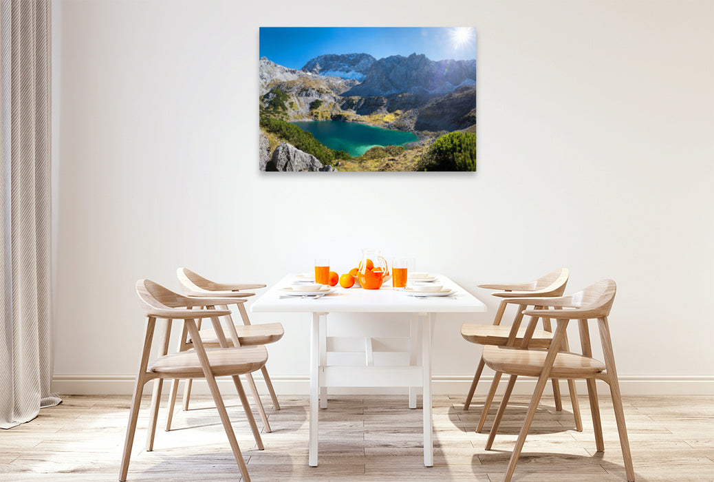 Premium textile canvas Premium textile canvas 120 cm x 80 cm across Drachensee Ehrwald 