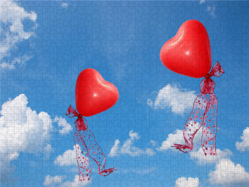 Rote Luftballonherzen am Himmel - CALVENDO Foto-Puzzle - calvendoverlag 39.99
