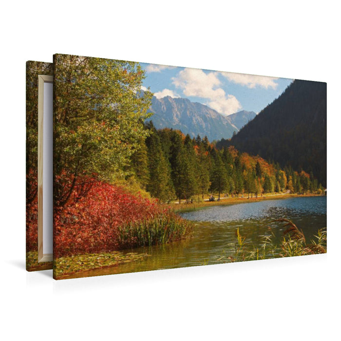 Premium textile canvas Premium textile canvas 120 cm x 80 cm across Ferchensee Mittenwald 