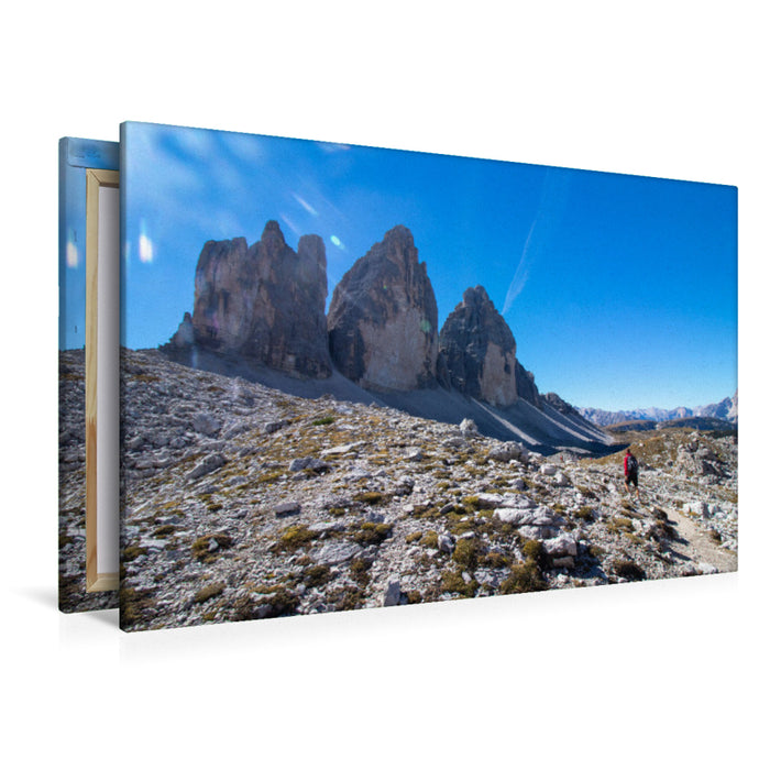 Premium textile canvas Premium textile canvas 120 cm x 80 cm landscape Three Peaks, Dolomites, Italy 