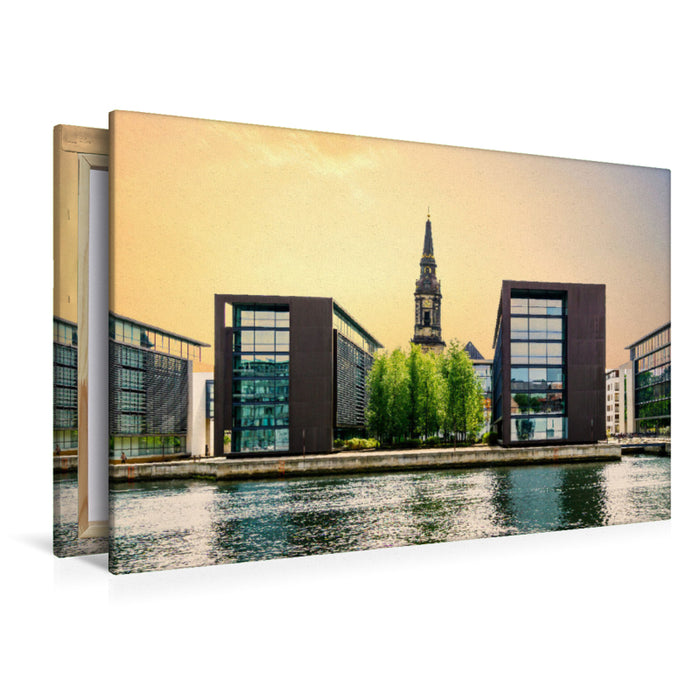 Premium textile canvas Premium textile canvas 120 cm x 80 cm across the harbor of Copenhagen 