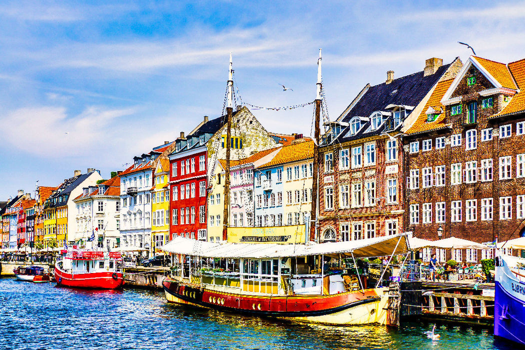 Premium textile canvas Premium textile canvas 120 cm x 80 cm landscape Copenhagen Nyhavn district 