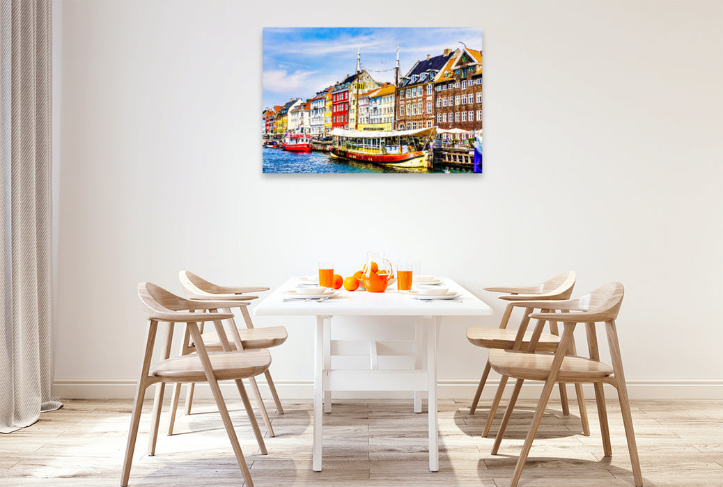 Premium textile canvas Premium textile canvas 120 cm x 80 cm landscape Copenhagen Nyhavn district 