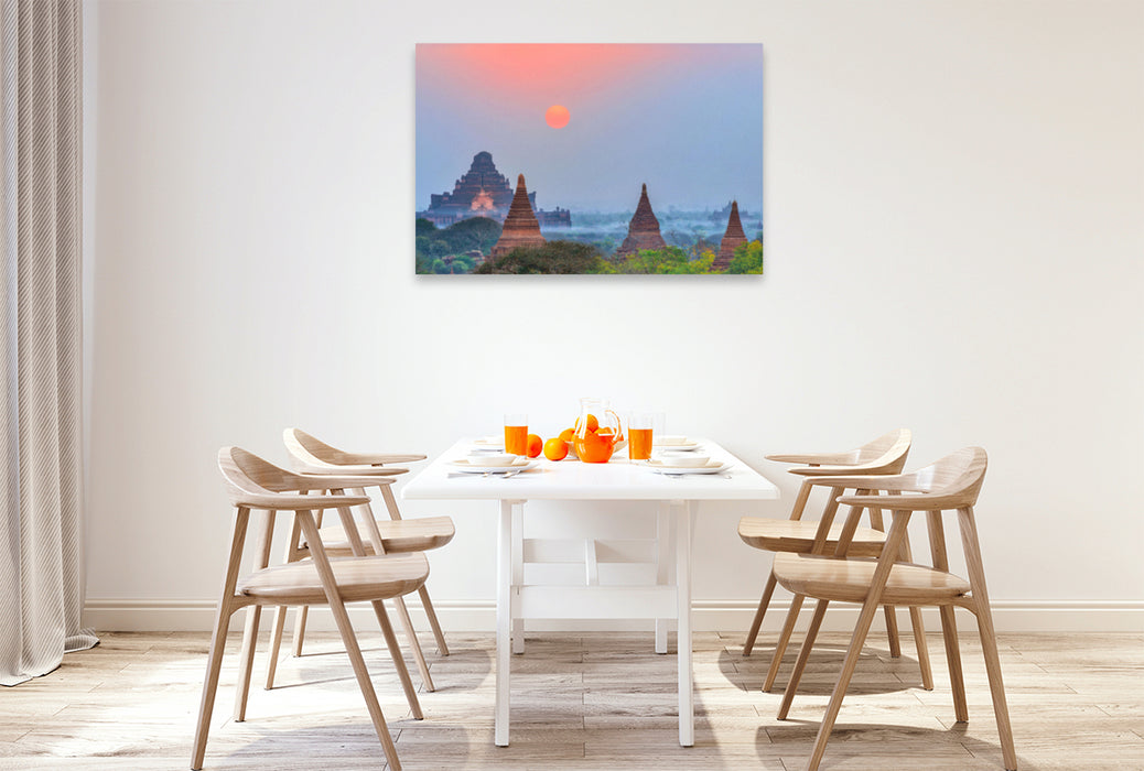 Premium textile canvas Premium textile canvas 120 cm x 80 cm landscape Myanmar: Temple level in Bagan 