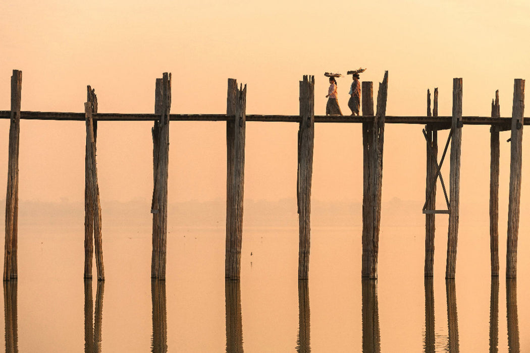 Premium textile canvas Premium textile canvas 120 cm x 80 cm landscape Myanmar: U Bein Bridge in Amarapura 