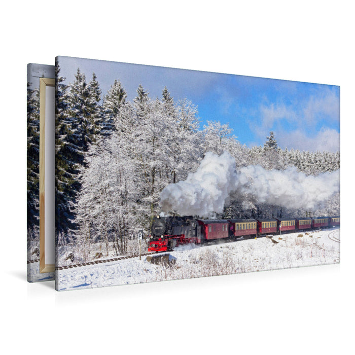 Premium textile canvas Premium textile canvas 120 cm x 80 cm landscape A motif from the steam railway calendar in Germany 