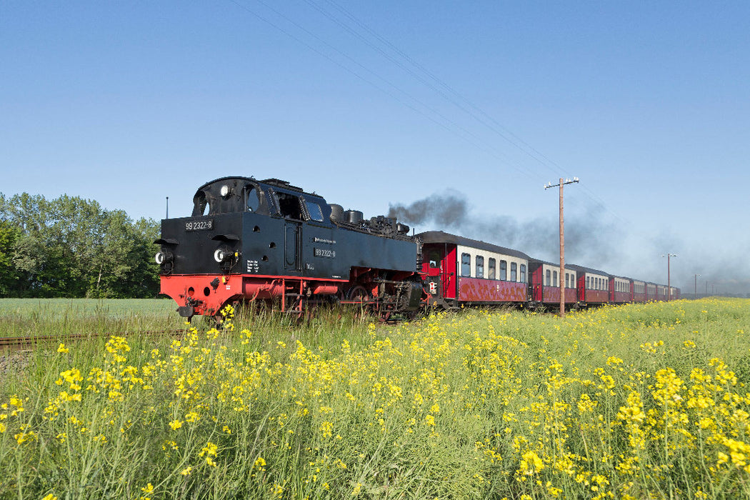 Premium textile canvas Premium textile canvas 120 cm x 80 cm landscape A motif from the steam railway calendar in Germany 