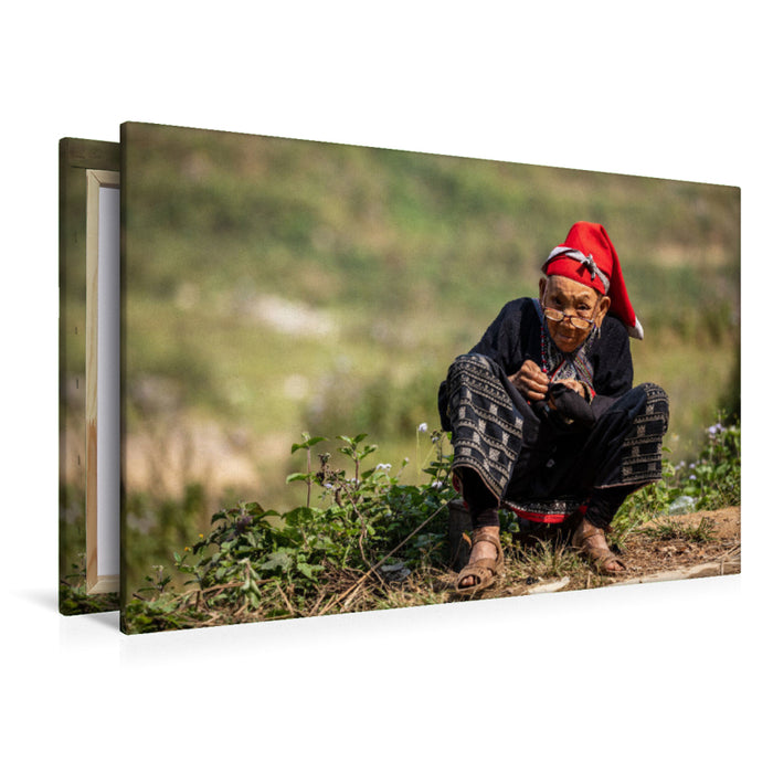 Premium textile canvas Premium textile canvas 120 cm x 80 cm landscape Woman of the Red Dzao 