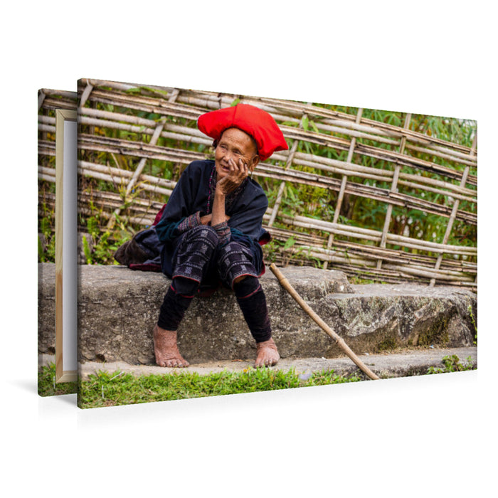 Premium textile canvas Premium textile canvas 120 cm x 80 cm landscape Woman of the Red Dzao 