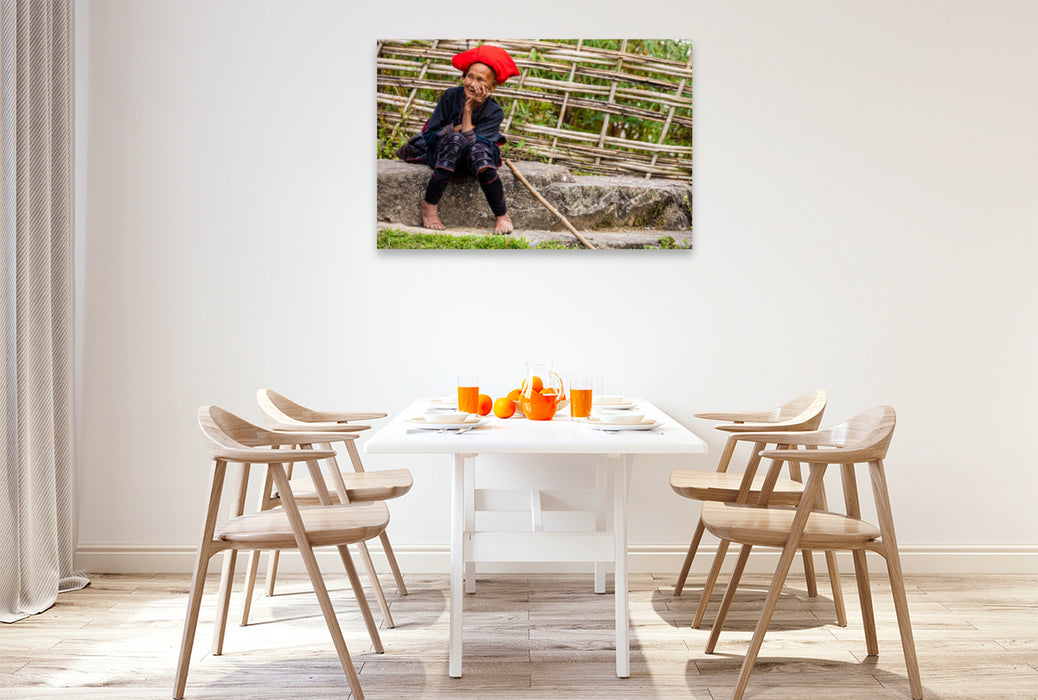 Premium textile canvas Premium textile canvas 120 cm x 80 cm landscape Woman of the Red Dzao 