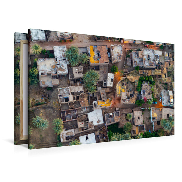 Premium textile canvas Premium textile canvas 120 cm x 80 cm landscape Village on the Nile 