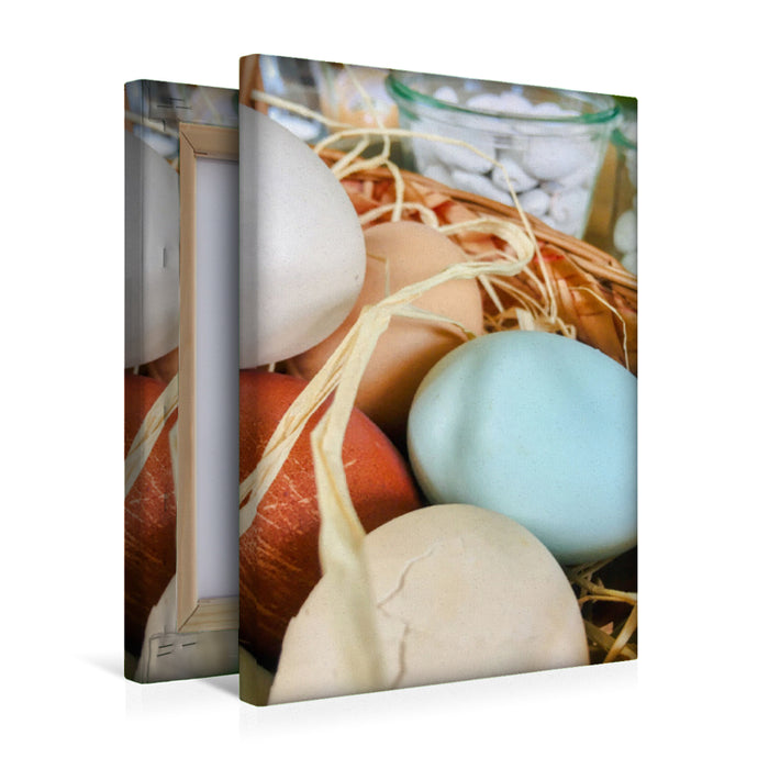 Premium Textil-Leinwand Premium Textil-Leinwand 30 cm x 45 cm hoch Grünleger Eier zu Ostern