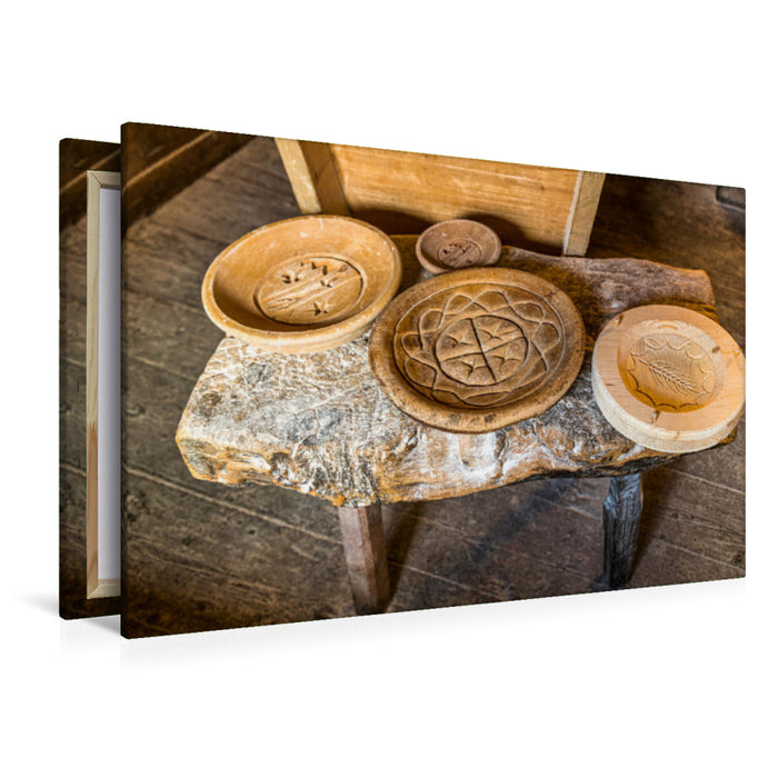 Premium textile canvas Premium textile canvas 120 cm x 80 cm across Wooden stamps shape the loaf of rye bread 