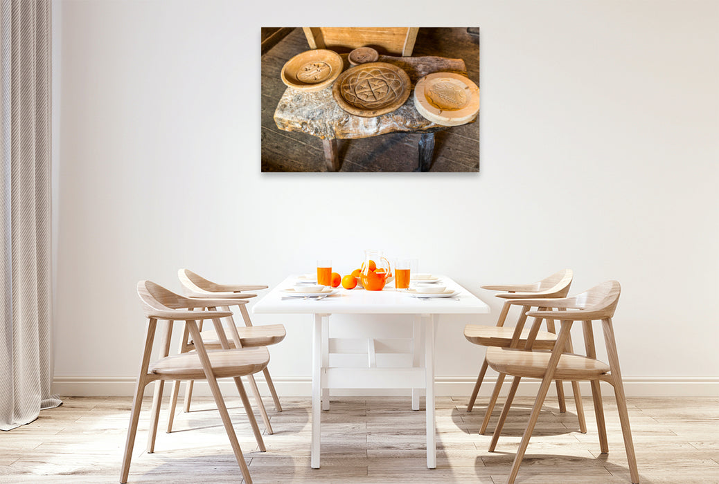 Premium textile canvas Premium textile canvas 120 cm x 80 cm across Wooden stamps shape the loaf of rye bread 