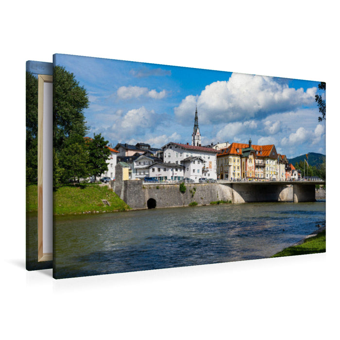 Premium Textil-Leinwand Premium Textil-Leinwand 120 cm x 80 cm quer Blick über die Isar