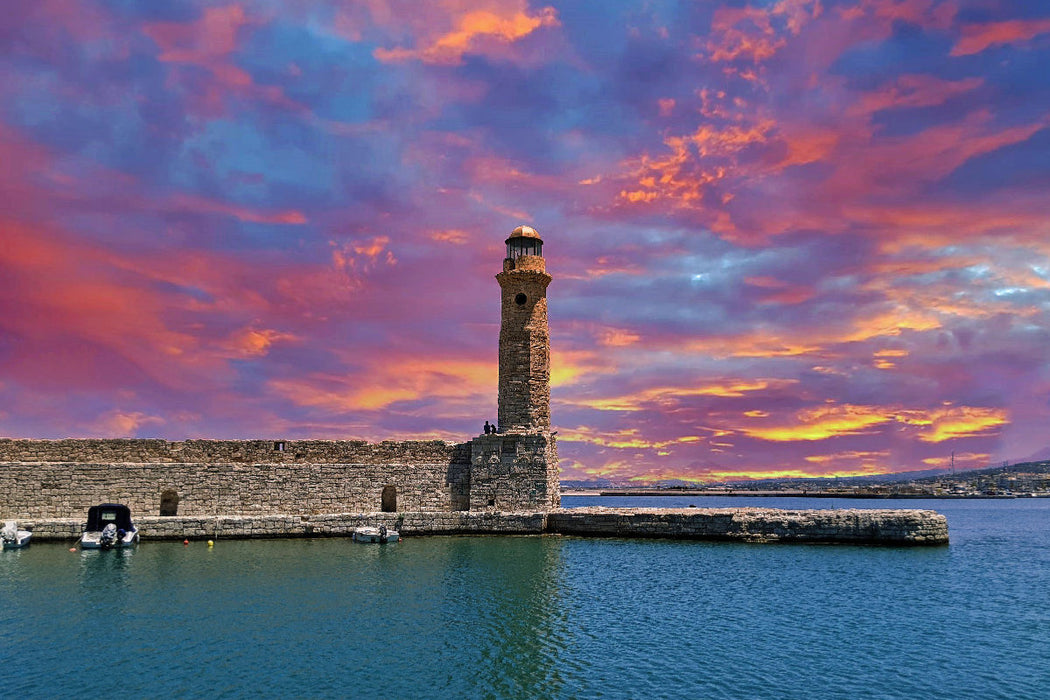 Premium textile canvas Premium textile canvas 120 cm x 80 cm landscape Lighthouse Rethymno 