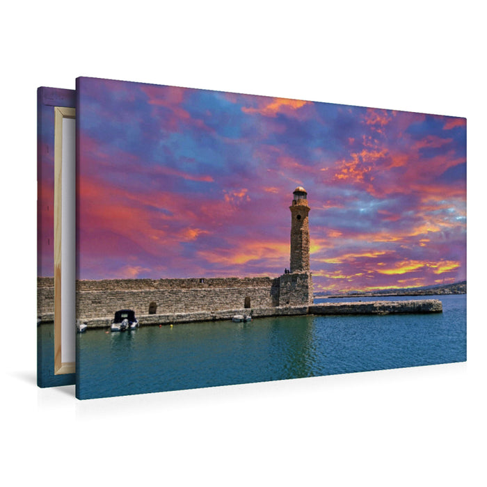 Premium textile canvas Premium textile canvas 120 cm x 80 cm landscape Lighthouse Rethymno 