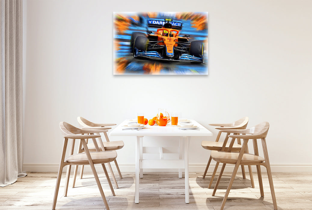 Premium textile canvas Premium textile canvas 120 cm x 80 cm landscape Lando Norris - season 2021 