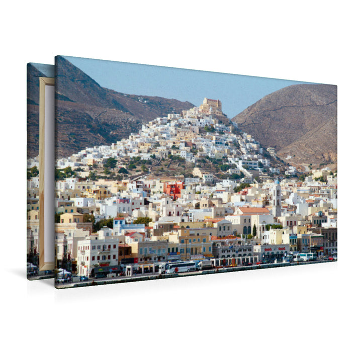 Premium textile canvas Premium textile canvas 120 cm x 80 cm landscape Syros in the Aegean Sea, Greece 