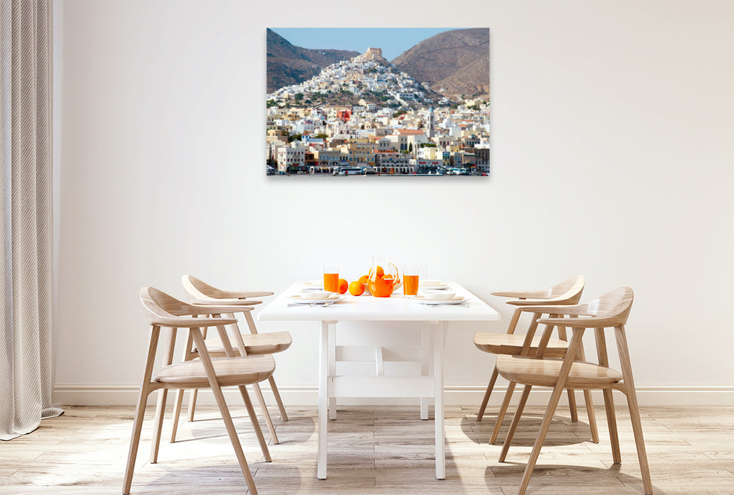 Premium textile canvas Premium textile canvas 120 cm x 80 cm landscape Syros in the Aegean Sea, Greece 