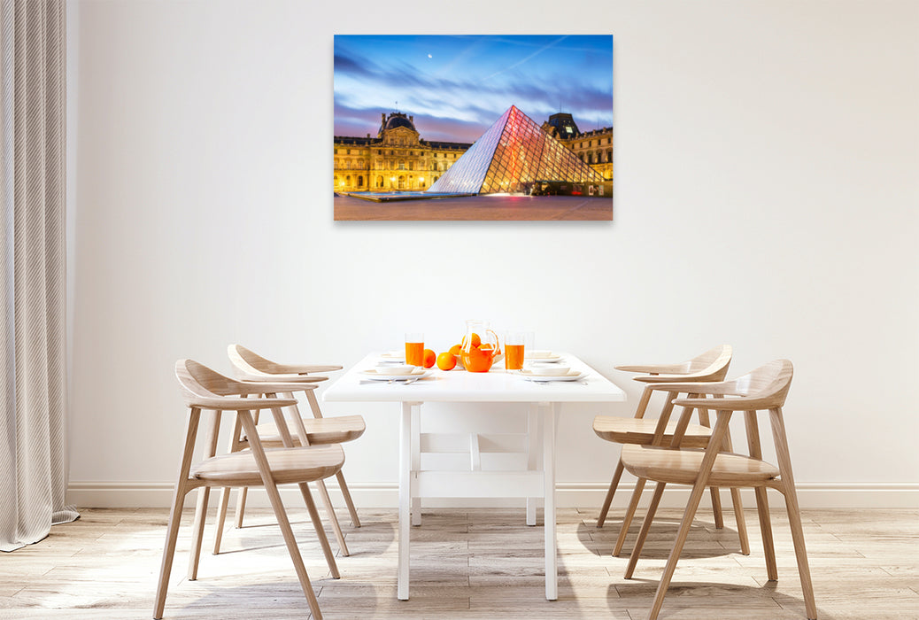 Premium textile canvas Premium textile canvas 120 cm x 80 cm landscape The Louvre pyramid 