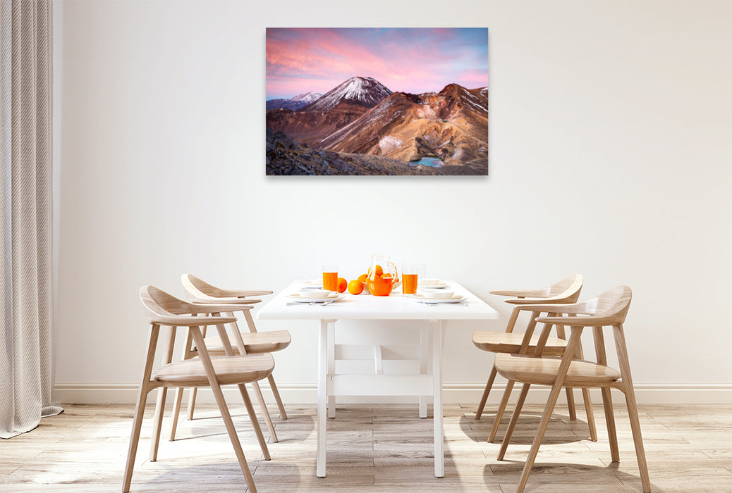 Premium textile canvas Premium textile canvas 120 cm x 80 cm landscape Ngauruhoe Volcano, North Island 