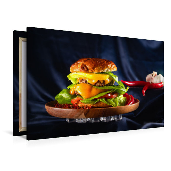 Premium Textil-Leinwand Premium Textil-Leinwand 120 cm x 80 cm quer Mangoo Burger