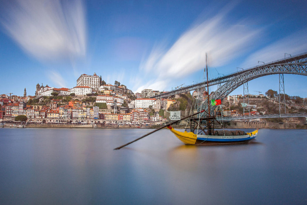 Toile textile haut de gamme Toile textile haut de gamme 120 cm x 80 cm paysage Panorama Porto avec Douro 