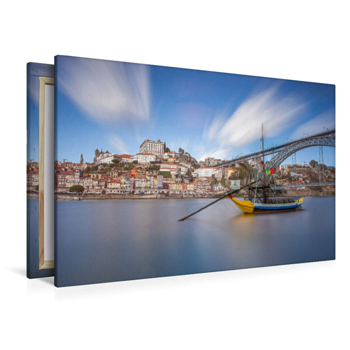 Premium Textil-Leinwand Premium Textil-Leinwand 120 cm x 80 cm quer Panorama Porto mit Douro