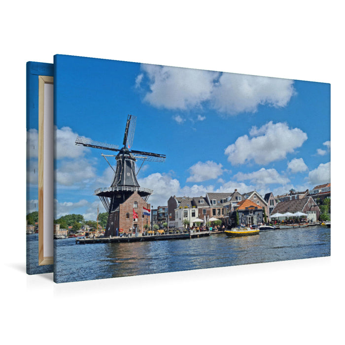 Premium Textil-Leinwand Premium Textil-Leinwand 120 cm x 80 cm quer Hafen in Haarlem