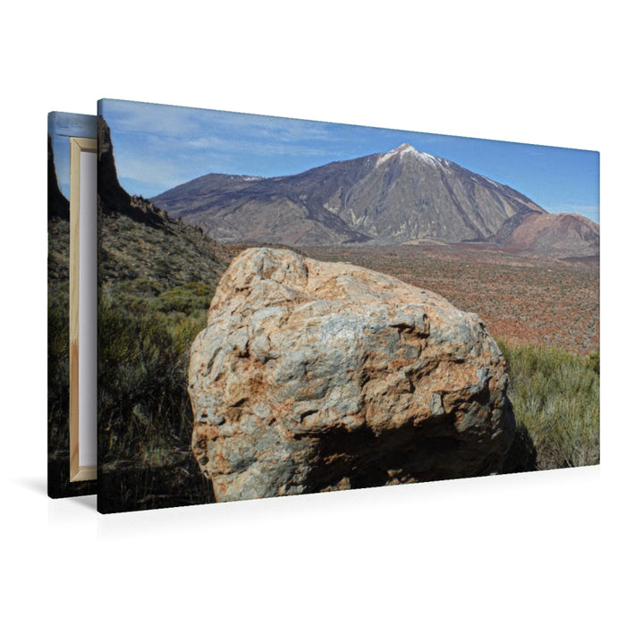 Premium Textil-Leinwand Premium Textil-Leinwand 120 cm x 80 cm quer phonolithischer Basalt vor dem 'Pico del Teide'