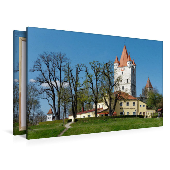 Premium textile canvas Premium textile canvas 120 cm x 80 cm across Hague in Upper Bavaria, castle tower 