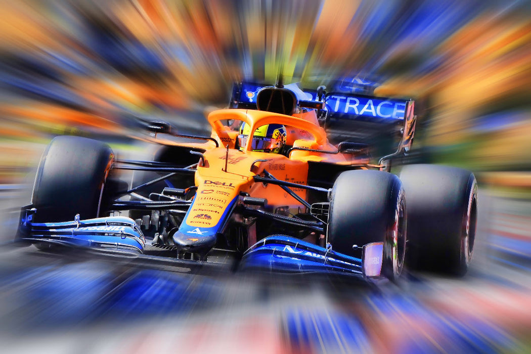 Premium textile canvas Premium textile canvas 120 cm x 80 cm landscape Lando Norris is British and competes for the McLaren team. He will remain loyal to his team in the years to come. 