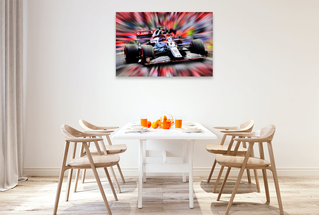 Premium textile canvas Premium textile canvas 120 cm x 80 cm landscape The Finn Kimi Räikkönen has competed in Formula 1 since 2001, won a world championship title and ended his career at the end of 2021. 