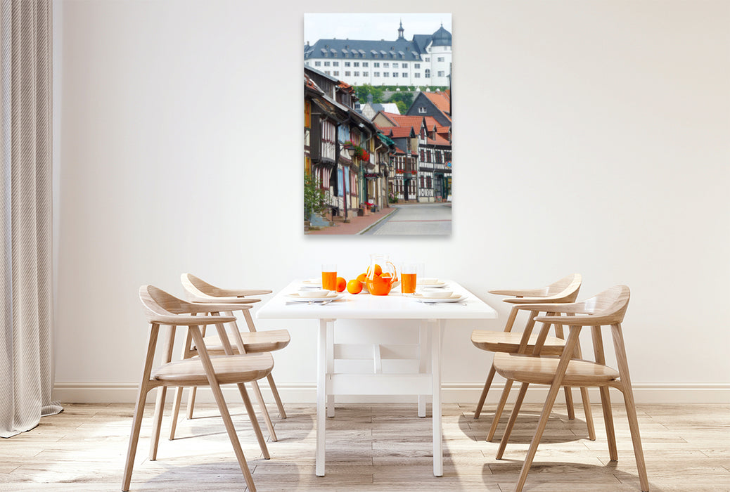 Premium textile canvas Premium textile canvas 80 cm x 120 cm high view of the Stolberg Castle 