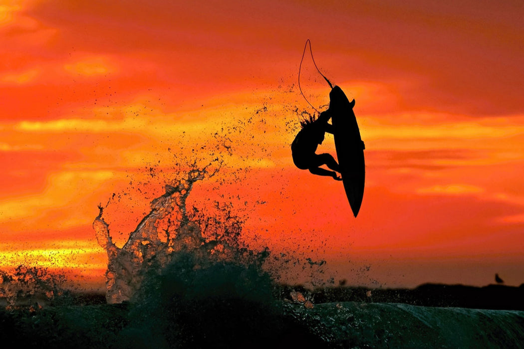 Premium textile canvas Premium textile canvas 120 cm x 80 cm landscape Night surfing at sunset 